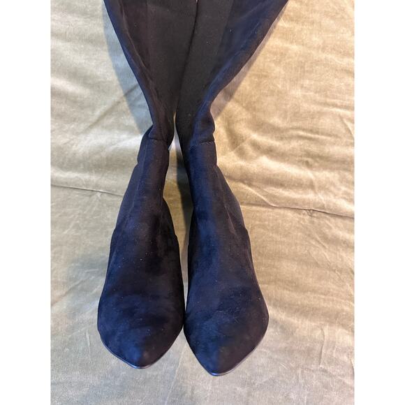 Steve Madden Everley Over the Knee Thigh High BLACK Suede Heel Boots 5 - Picture 4 of 7